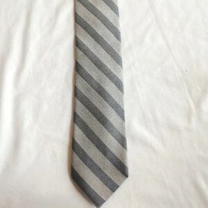 Calvin Klein Silk Blend Silver  and Blue Striped Slim Tie